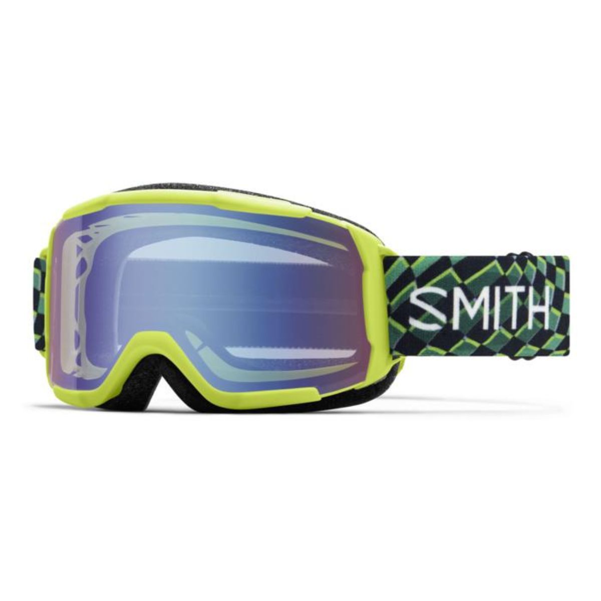 Smith Daredevil - Electric Lime Left Turn - Blue Sensor Mirror